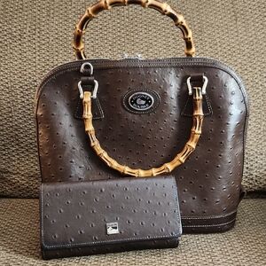 Dooney & Bourke Brown Satchel with Bamboo Handles